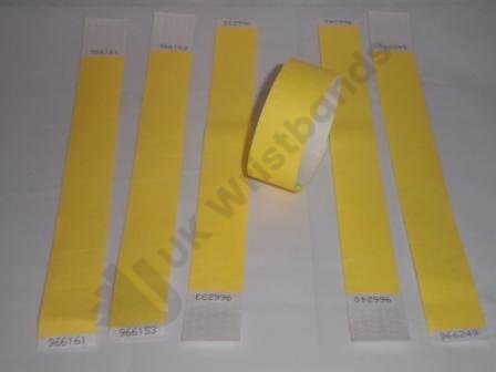 Premium Yellow Tyvek Wristbands 3/4"