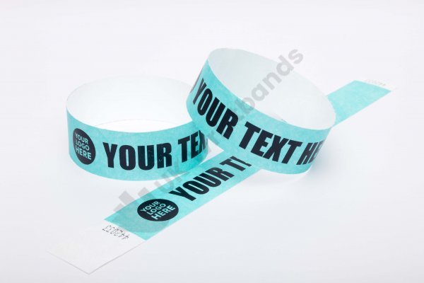 Premium Custom Printed Aqua Tyvek Wristbands