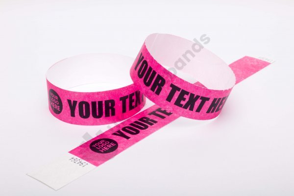 Premium Custom Printed Neon Pink Tyvek Wristbands