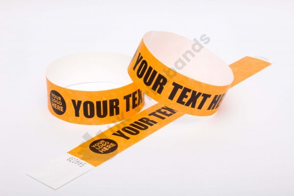 Premium Custom Printed Neon Orange Tyvek Wristbands