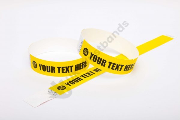 Premium Custom Printed Yellow Tyvek Wristbands 3/4"