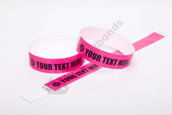 Premium Custom Printed Neon Pink Tyvek Wristbands 3/4"