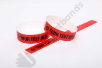 Premium Custom Printed Red Tyvek Wristbands 3/4"