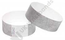 100 Premium Silver Tyvek Wristbands