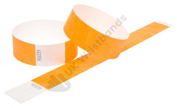 100 Premium Neon Orange Tyvek Wristbands